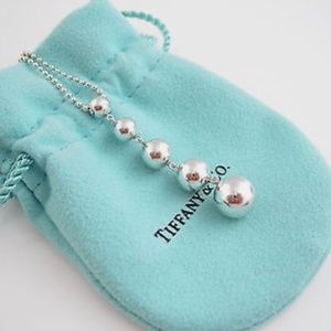 Tiffany Silver Graduated Bead Dangle Dangling 16.25 Inch Necklace EXCELLENT Cond